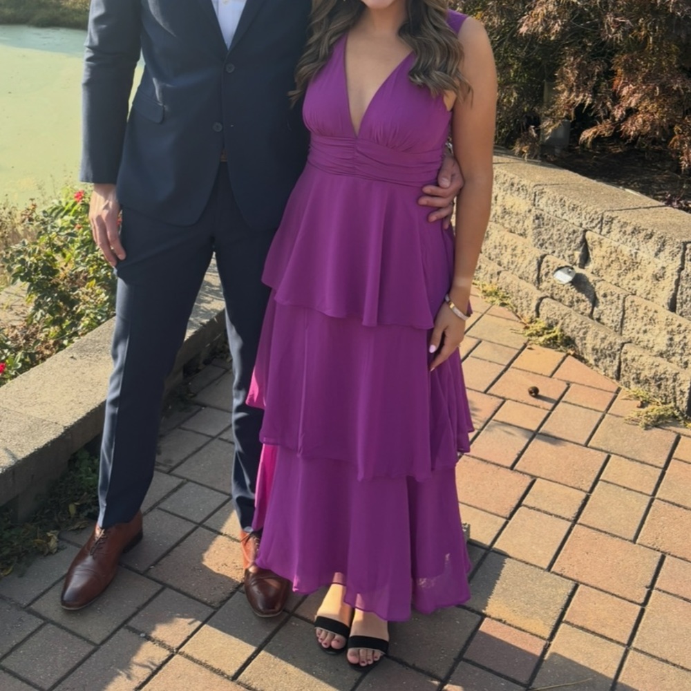Lulu's Purple Tiered V-Neck Sundress